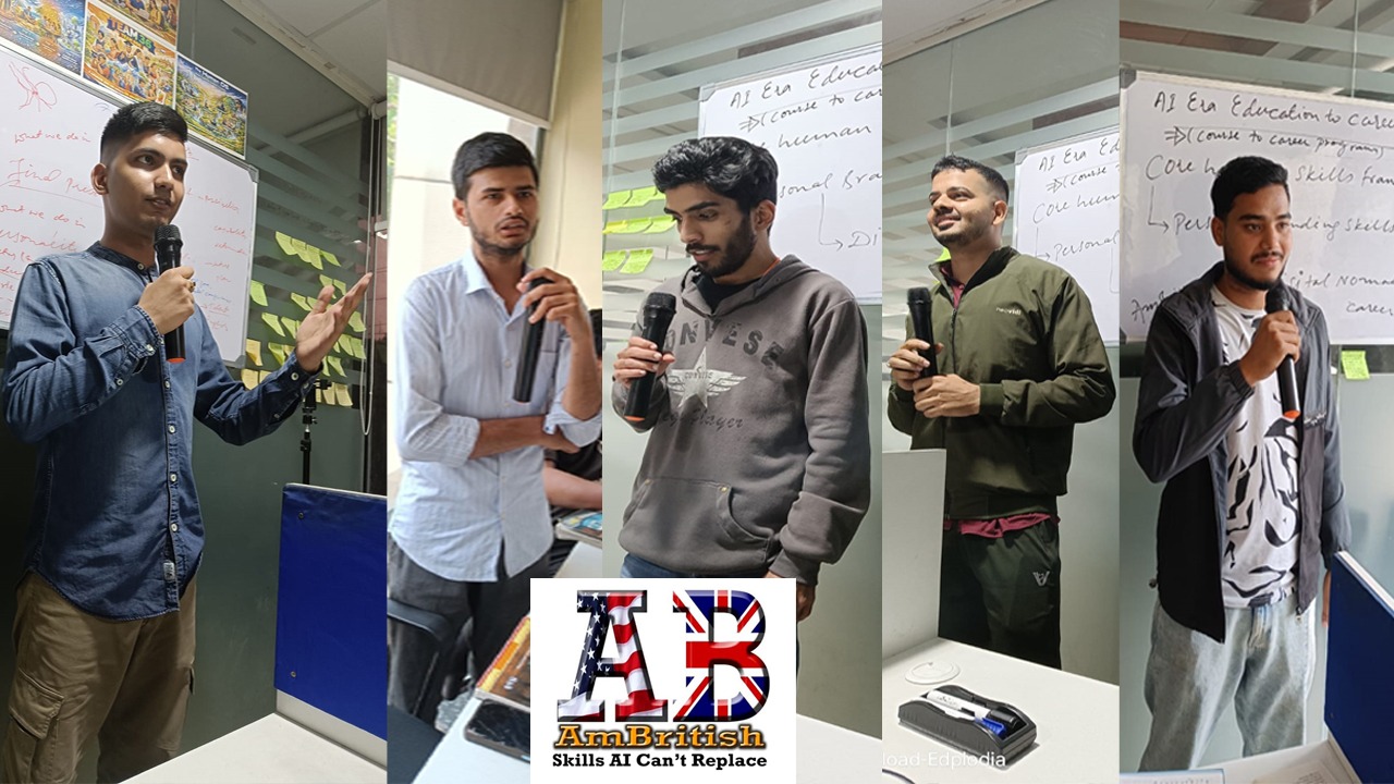 Students participating in an AmBritish classroom session